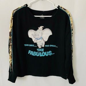 Black Sequin Dumbo Long Sleeve Top
